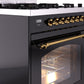 ILVE Nostalgie II 30" Dual Fuel Propane Gas Range in Black with Brass Trim, UP30NMPBKGLP