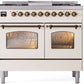 ILVE Nostalgie II 40" Dual Fuel Natural Gas Range in Antique White with Bronze Trim, UPD40FNMPAWB