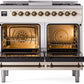 ILVE Nostalgie II 40" Dual Fuel Natural Gas Range in Antique White with Bronze Trim, UPD40FNMPAWB