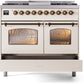 ILVE Nostalgie II 40" Dual Fuel Natural Gas Range in Antique White with Bronze Trim, UPD40FNMPAWB