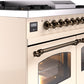 ILVE Nostalgie II 40" Dual Fuel Natural Gas Range in Antique White with Bronze Trim, UPD40FNMPAWB