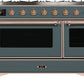 ILVE Majestic II 48" Dual Fuel Natural Gas Range in Blue Grey with Copper Trim, UM12FDNS3BGP