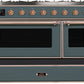 ILVE Majestic II 48" Dual Fuel Natural Gas Range in Blue Grey with Copper Trim, UM12FDNS3BGP