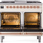 ILVE Nostalgie II 40" Dual Fuel Natural Gas Range in Antique White with Copper Trim, UPD40FNMPAWP