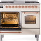 ILVE Nostalgie II 40" Dual Fuel Natural Gas Range in Antique White with Copper Trim, UPD40FNMPAWP