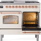ILVE Nostalgie II 40" Dual Fuel Natural Gas Range in Antique White with Copper Trim, UPD40FNMPAWP