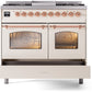 ILVE Nostalgie II 40" Dual Fuel Natural Gas Range in Antique White with Copper Trim, UPD40FNMPAWP