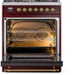 ILVE Nostalgie II 30" Dual Fuel Natural Gas Range in Burgundy with Brass Trim, UP30NMPBUG