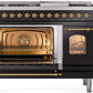ILVE Nostalgie II 48" Dual Fuel Propane Gas Range in Black with Brass Trim, UP48FNMPBKGLP