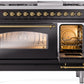 ILVE Nostalgie II 48" Dual Fuel Propane Gas Range in Black with Brass Trim, UP48FNMPBKGLP