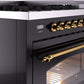 ILVE Nostalgie II 48" Dual Fuel Propane Gas Range in Black with Brass Trim, UP48FNMPBKGLP