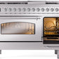 ILVE Nostalgie II 48" Dual Fuel Propane Gas Range in Stainless Steel with Chrome Trim, UP48FNMPSSCLP