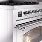 ILVE Nostalgie II 48" Dual Fuel Propane Gas Range in Stainless Steel with Chrome Trim, UP48FNMPSSCLP
