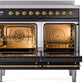 ILVE Nostalgie II 40" Induction Range with Element Stove and Electric Oven in Black with Brass Trim, UPDI406NMPBKG