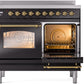 ILVE Nostalgie II 40" Induction Range with Element Stove and Electric Oven in Black with Brass Trim, UPDI406NMPBKG