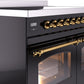 ILVE Nostalgie II 40" Induction Range with Element Stove and Electric Oven in Black with Brass Trim, UPDI406NMPBKG