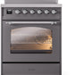 ILVE Nostalgie II 30" Induction Range with Element Stove and Electric Oven in Matte Graphite with Chrome Trim, UPI304NMPMGC