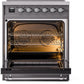 ILVE Nostalgie II 30" Induction Range with Element Stove and Electric Oven in Matte Graphite with Chrome Trim, UPI304NMPMGC