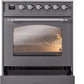 ILVE Nostalgie II 30" Induction Range with Element Stove and Electric Oven in Matte Graphite with Chrome Trim, UPI304NMPMGC