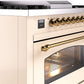 ILVE Nostalgie II 36" Dual Fuel Natural Gas Range in Antique White with Brass Trim, UP36FNMPAWG
