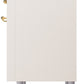 ILVE Nostalgie II 36" Dual Fuel Natural Gas Range in Antique White with Brass Trim, UP36FNMPAWG