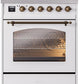 ILVE Nostalgie II 30" Induction Range with Element Stove and Electric Oven in White with Bronze Trim, UPI304NMPWHB