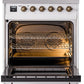 ILVE Nostalgie II 30" Induction Range with Element Stove and Electric Oven in White with Bronze Trim, UPI304NMPWHB