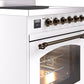 ILVE Nostalgie II 30" Induction Range with Element Stove and Electric Oven in White with Bronze Trim, UPI304NMPWHB