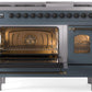 ILVE Nostalgie II 48" Dual Fuel Propane Gas Range in Blue Grey with Bronze Trim, UP48FNMPBGBLP