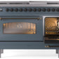 ILVE Nostalgie II 48" Dual Fuel Propane Gas Range in Blue Grey with Bronze Trim, UP48FNMPBGBLP