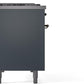 ILVE Nostalgie II 48" Dual Fuel Propane Gas Range in Blue Grey with Bronze Trim, UP48FNMPBGBLP