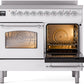 ILVE Nostalgie II 40" Induction Range with Element Stove and Electric Oven in White with Chrome Trim, UPDI406NMPWHC
