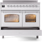 ILVE Nostalgie II 40" Induction Range with Element Stove and Electric Oven in White with Chrome Trim, UPDI406NMPWHC