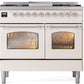 ILVE Nostalgie II 40" Dual Fuel Natural Gas Range in Antique White with Chrome Trim, UPD40FNMPAWC