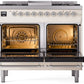 ILVE Nostalgie II 40" Dual Fuel Natural Gas Range in Antique White with Chrome Trim, UPD40FNMPAWC