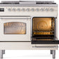 ILVE Nostalgie II 40" Dual Fuel Natural Gas Range in Antique White with Chrome Trim, UPD40FNMPAWC