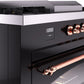 ILVE Nostalgie II 60" Dual Fuel Natural Gas Range in Glossy Black with Copper Trim, UP60FSNMPBKP