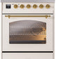 ILVE Nostalgie II 30" Induction Range with Element Stove and Electric Oven in Antique White with Brass Trim, UPI304NMPAWG