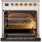 ILVE Nostalgie II 30" Induction Range with Element Stove and Electric Oven in Antique White with Brass Trim, UPI304NMPAWG