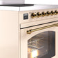 ILVE Nostalgie II 30" Induction Range with Element Stove and Electric Oven in Antique White with Brass Trim, UPI304NMPAWG