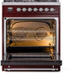 ILVE Nostalgie II 30" Dual Fuel Propane Gas Range in Burgundy with Chrome Trim, UP30NMPBUCLP