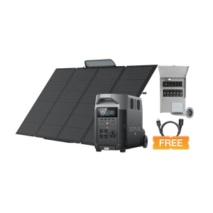 EcoFlow Package - DELTA Pro Portable Power Station (3600Wh),1 x  Portable Solar Panel (400W), Transfer Switch and Extra Battery Cable