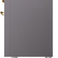 ILVE Nostalgie II 36" Dual Fuel Propane Gas Range in Matte Graphite with Brass Trim, UP36FNMPMGGLP