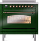 ILVE Nostalgie II 36" Induction Range with Element Stove and Electric Oven in Emerald Green with Bronze Trim, UPI366NMPEGB
