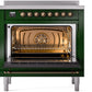 ILVE Nostalgie II 36" Induction Range with Element Stove and Electric Oven in Emerald Green with Bronze Trim, UPI366NMPEGB