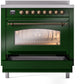 ILVE Nostalgie II 36" Induction Range with Element Stove and Electric Oven in Emerald Green with Bronze Trim, UPI366NMPEGB