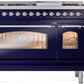 ILVE Nostalgie II 48" Dual Fuel Natural Gas Range in Blue with Chrome Trim, UP48FNMPMBC