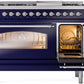 ILVE Nostalgie II 48" Dual Fuel Natural Gas Range in Blue with Chrome Trim, UP48FNMPMBC