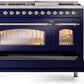 ILVE Nostalgie II 48" Dual Fuel Natural Gas Range in Blue with Chrome Trim, UP48FNMPMBC