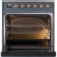 ILVE Nostalgie II 30" Induction Range with Element Stove and Electric Oven in Blue Grey with Copper Trim, UPI304NMPBGP
